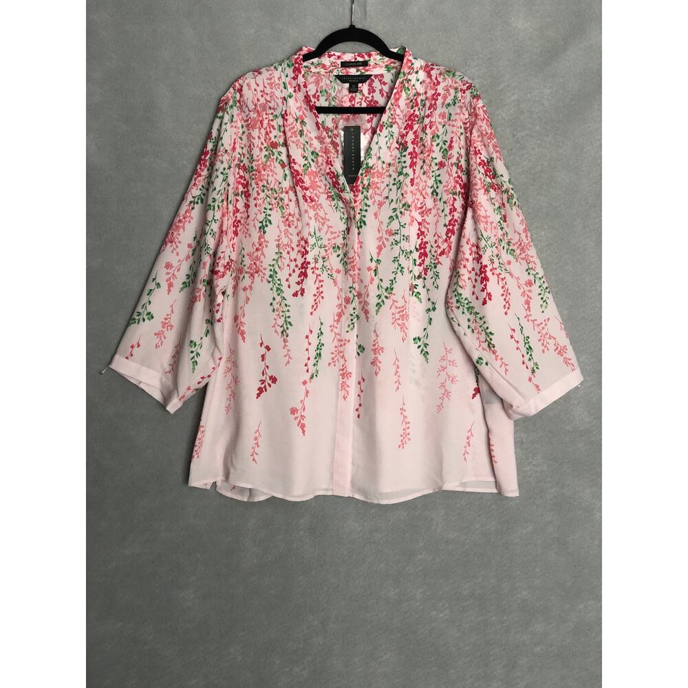Caroline Investments Woman Cascading Vines Top 3/4 Sleeve Women's 3X NEW